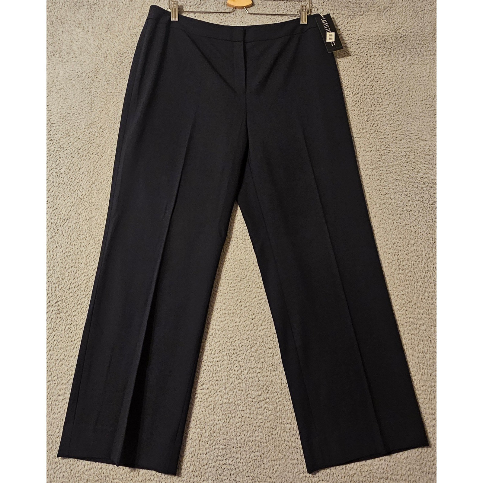 Lafayette 148 New York Womens Navy Wool Blend Straight Leg Dress Pants 14 NEW