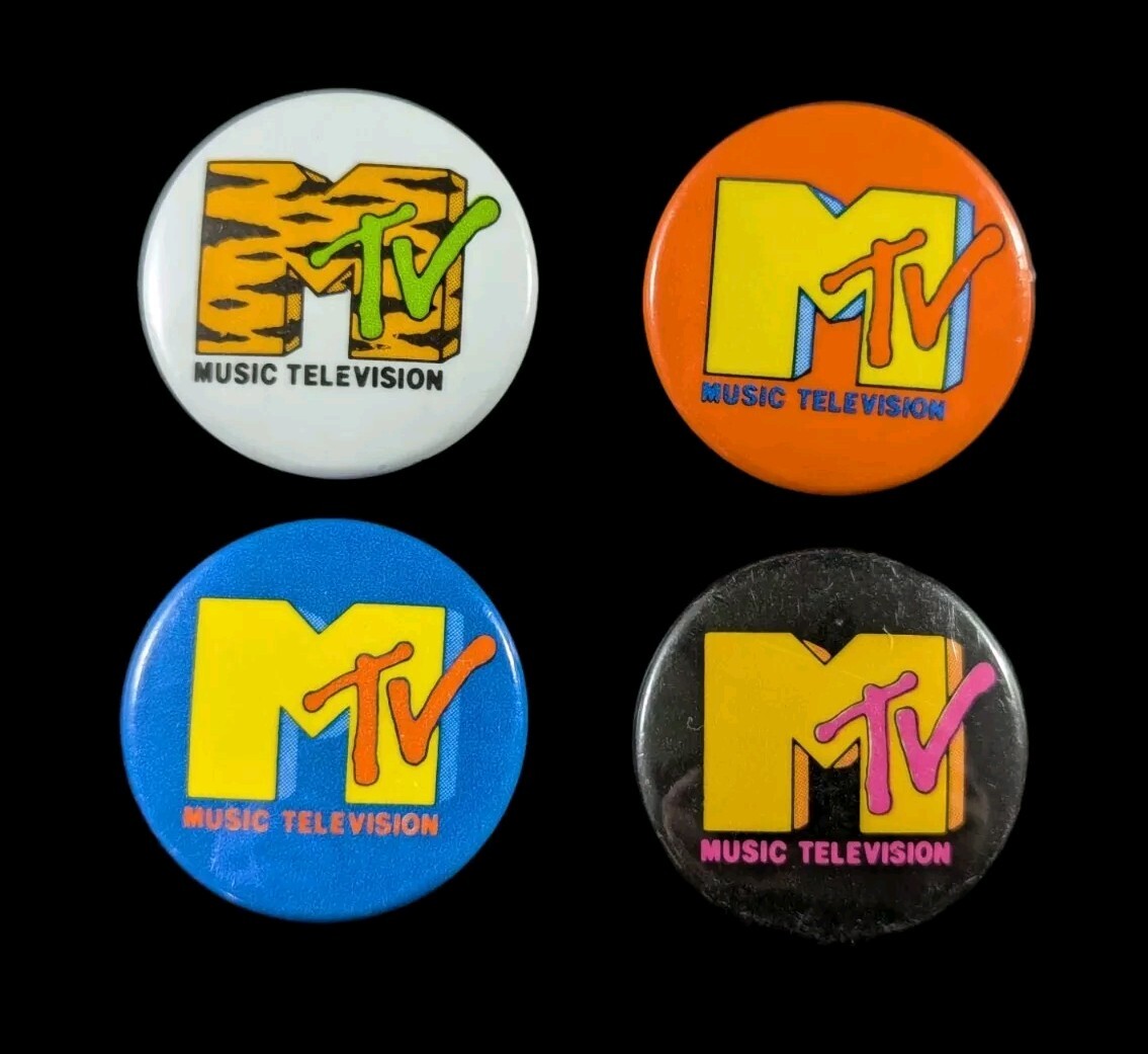 x4 Original MTV Music Television Pinback Button Set 1.15\
