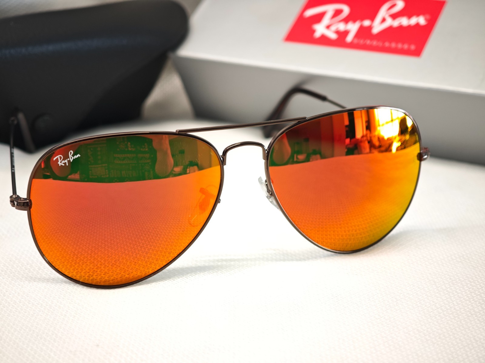 RAY-BAN RB3026 Aviator Sunglasses Gun-colored Frame 62mm Purple Lens