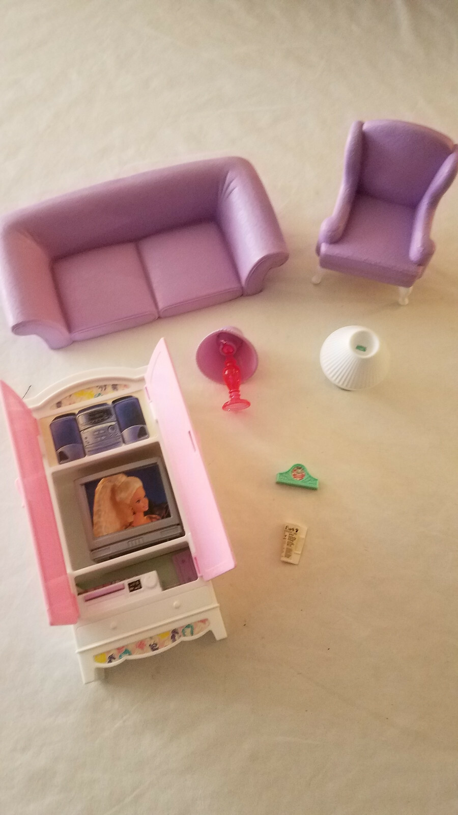 Vintage 1996/97 Barbie Folding Pretty Living Room Furniture Set PURPLE