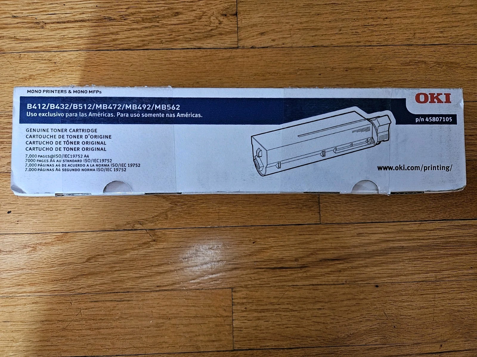 OKI 45807105 Black Genuine Original Toner for B412 B432 B512 MB472 MB492 OKI 45807105 Black Genuine Original Toner for B412 B432 B512 MB472 MB492