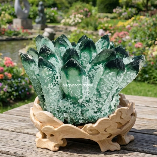 1000G Large Rare Green Phantom Geode Cluster Healing Crystal Quartz Home Decor