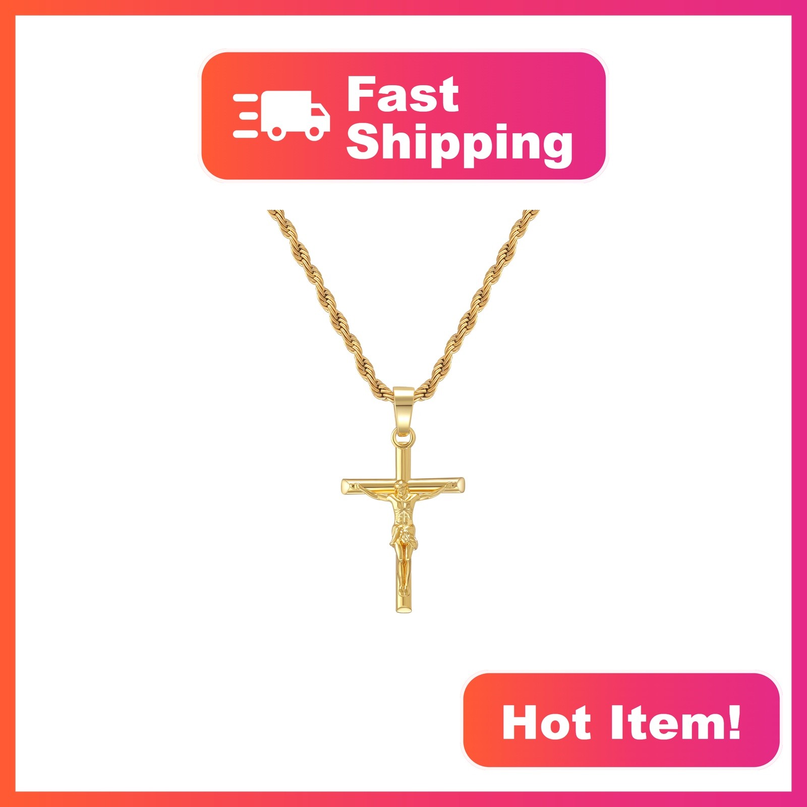 HELLOICE Gold Crucifix Cross Necklace