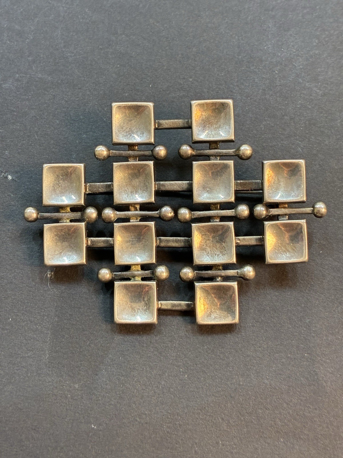 Marianne Berg D-A Modernist Tile Grid Brooch 