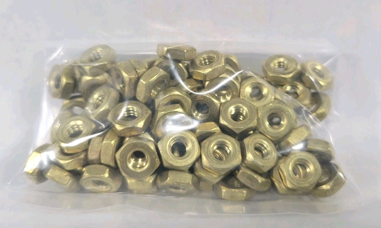 (100) 8-32 Solid Brass Machine Screw Hex Nuts(100 Units) (100) 8-32 Solid Brass Machine Screw Hex Nuts(100 Units)