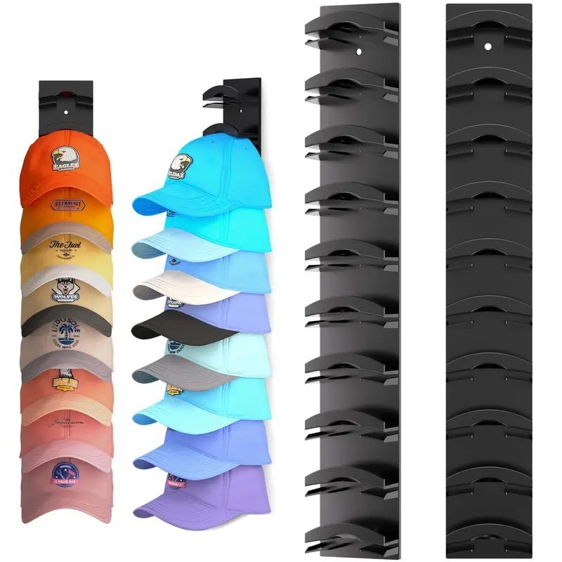 2pcs Hat Organizer Wall Mount Strong Adhesive Hat Rack for Baseball Caps Storage