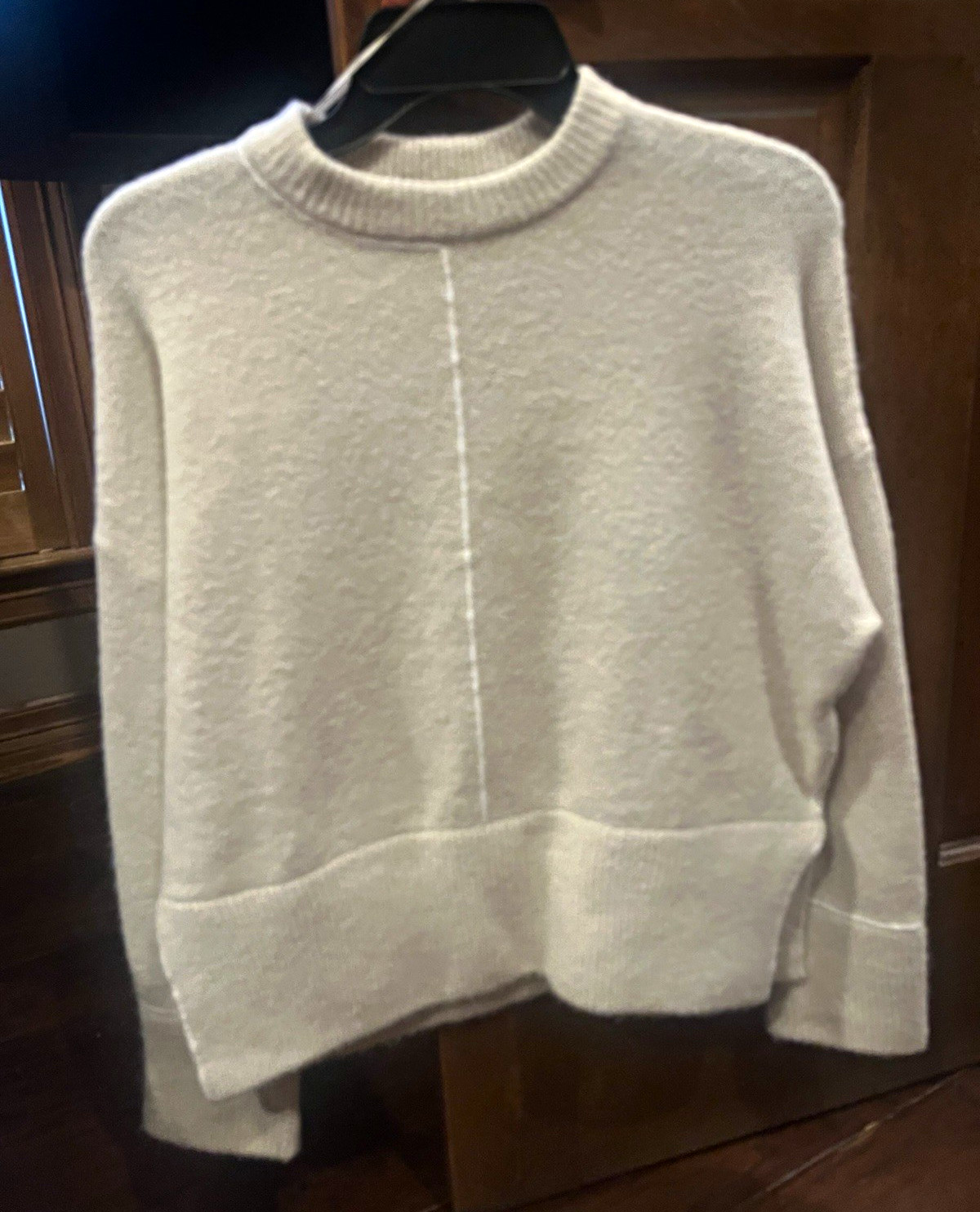 ZARA Women\'s XS Beige Solid Knit Mock Neck Ribbed Center Seam Pullover Sweater