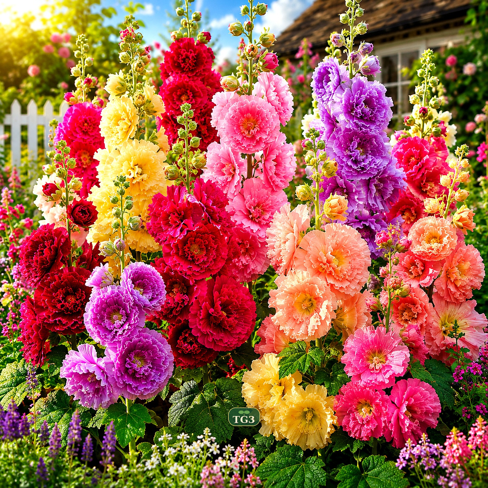 🌸 200+ GIANT HOLLYHOCK SEEDS | AUTUMN MIX POLLINATOR GARDEN  USA