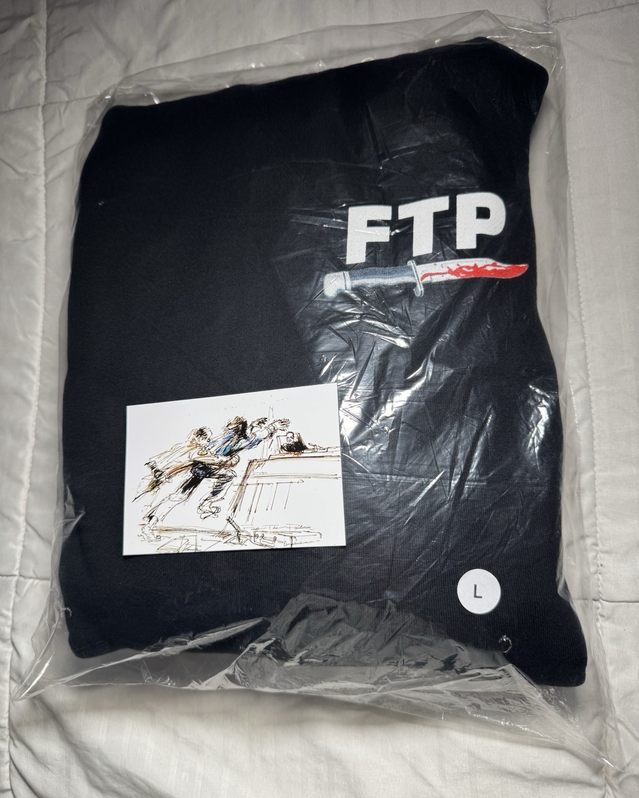 FTP FUCKTHEPOPULATION Scream Ghostface Knife Logo Pullover Hoodie Large SEALED