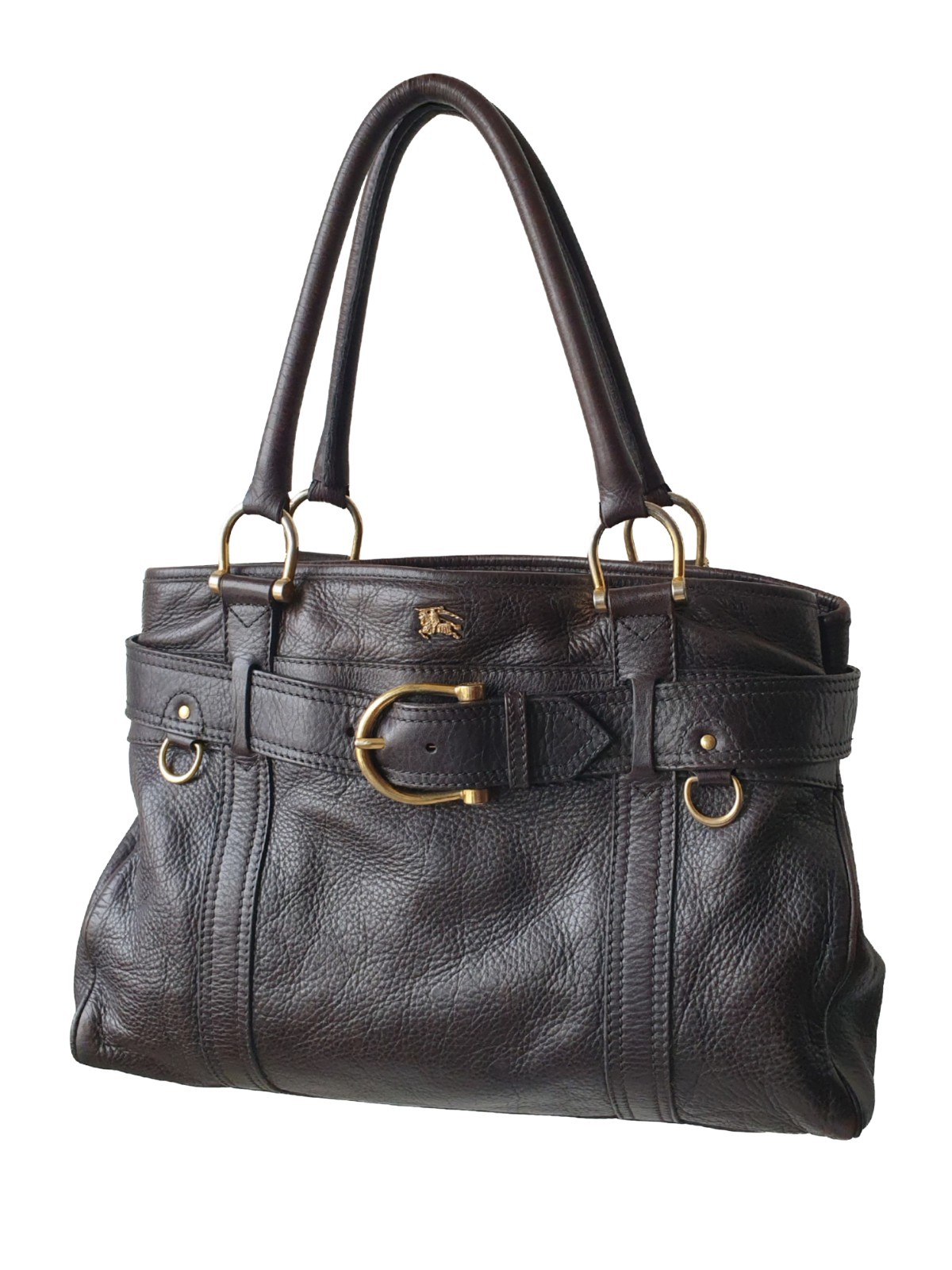 Burberry Prorsum Leather Shoulder Bag Y2K Maxi Buckle Vintage Bag - Dark Brown