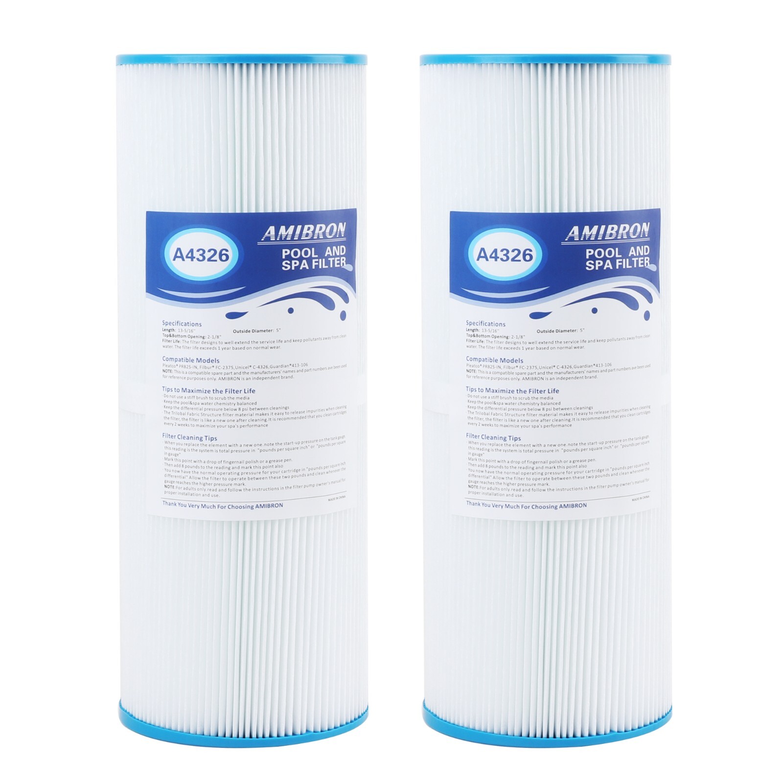 AmiBron PRB25-IN Spa Filters Replaces C-4326 FC-2375.Hot Tub filter 2 Pack AmiBron PRB25-IN Spa Filters Replaces C-4326 FC-2375.Hot Tub filter 2 Pack