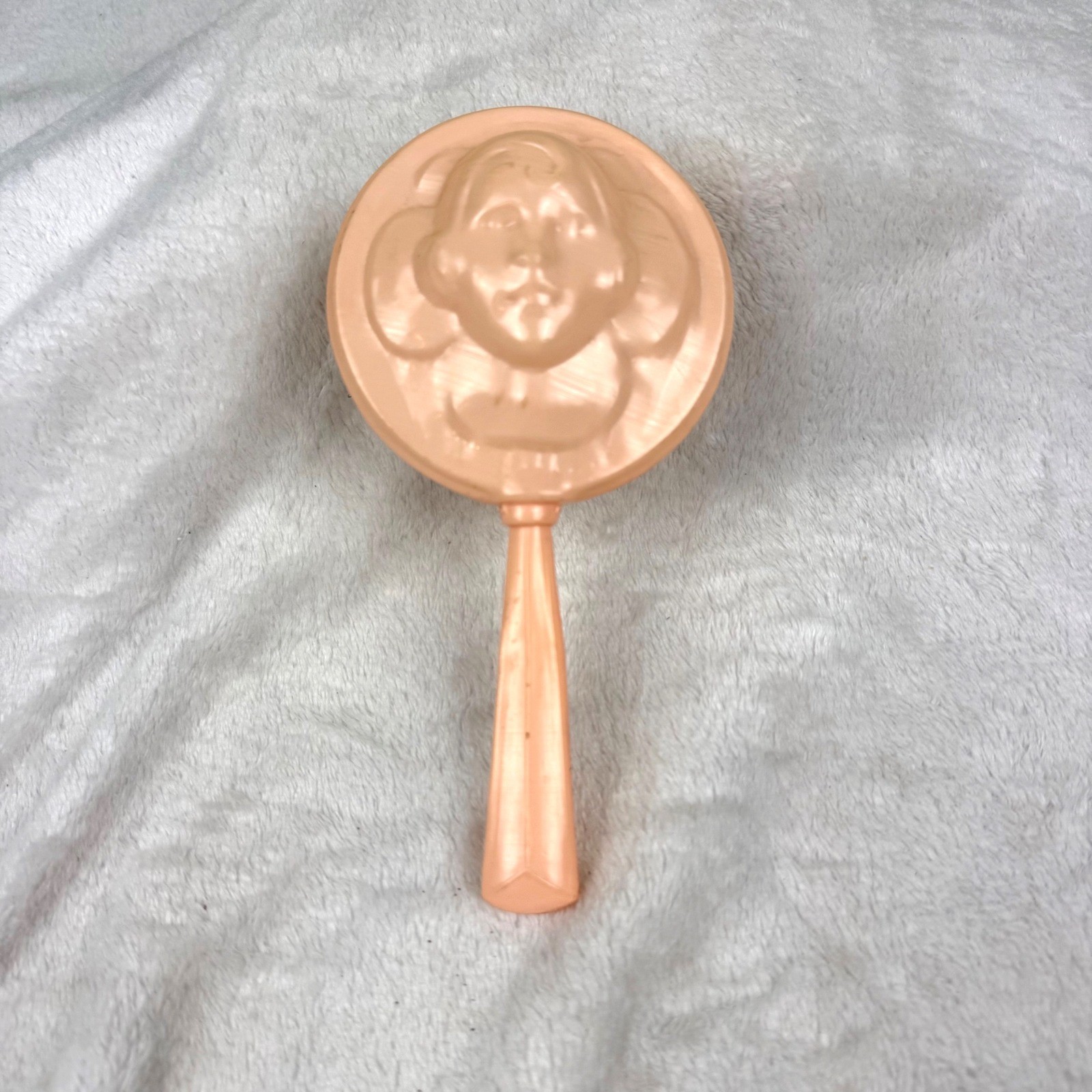 Vintage Celluloid Baby Rattle Peach Cream Molded Face Retro Collectible Toy Vintage Celluloid Baby Rattle Peach Cream Molded Face Retro Collectible Toy