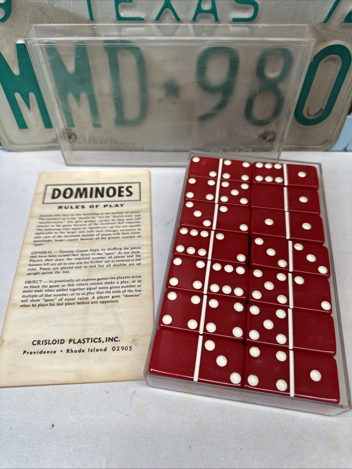 VTG SET RED BAKELITE CRISLOID PLASTIC DOMINOES CASE PLAYING BROCHURE TEXAS 42 VTG SET RED BAKELITE CRISLOID PLASTIC DOMINOES CASE PLAYING BROCHURE TEXAS 42