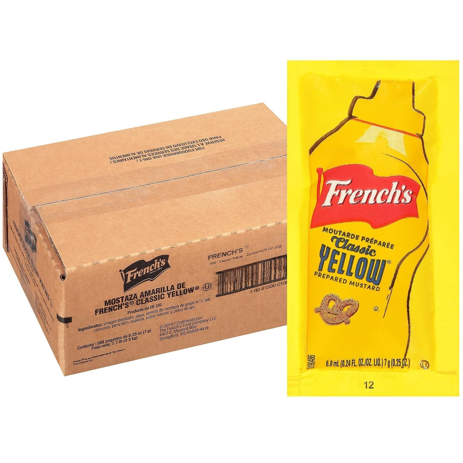 French's Classic Yellow Mustard Packets, 500 count - One 500 Count Individual...