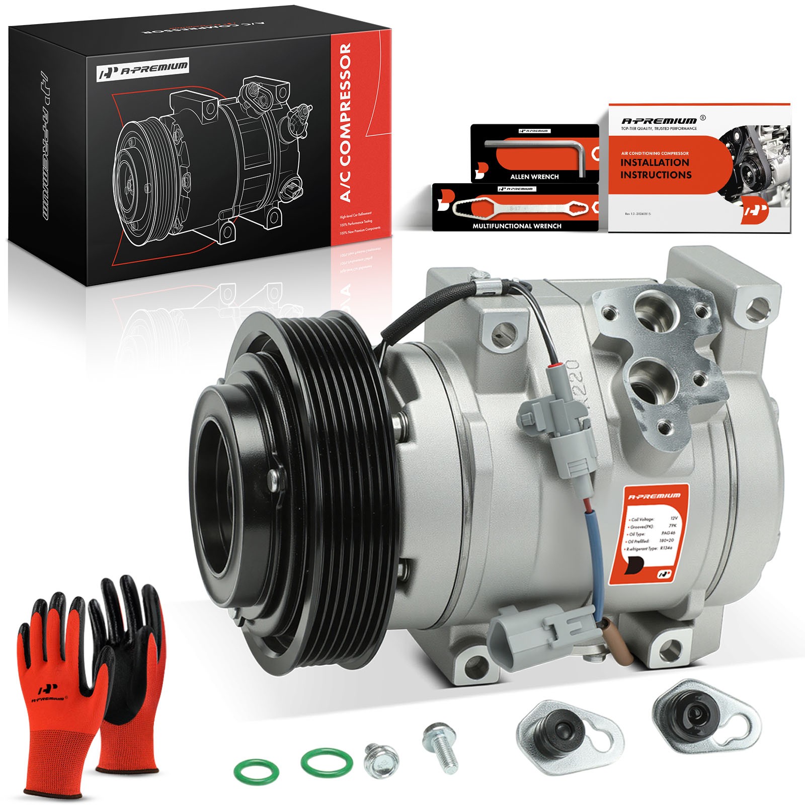 A-Premium AC Compressor with 7 Groove for Toyota Camry Highlander Solara L4 2.4L A-Premium AC Compressor with 7 Groove for Toyota Camry Highlander Solara L4 2.4L