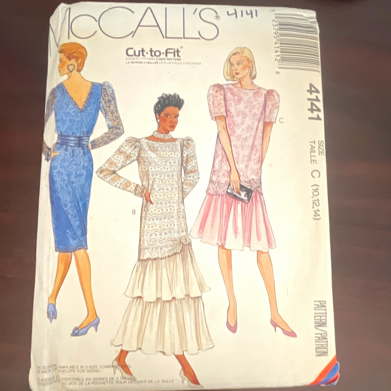McCall\'s 4141 Vintage 1980s Sewing Pattern Misses Dress Cummerbund Sz 10-14 McCall\'s 4141 Vintage 1980s Sewing Pattern Misses Dress Cummerbund Sz 10-14