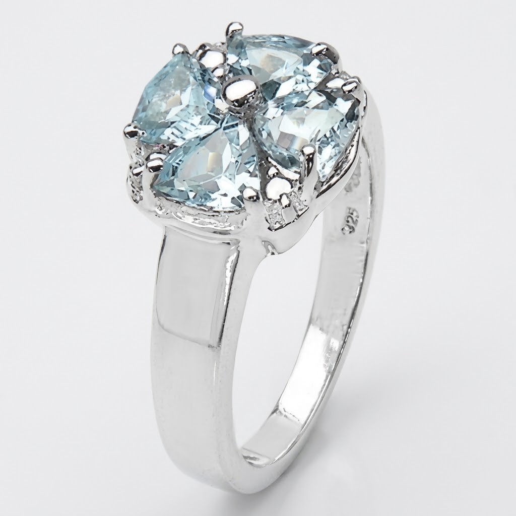 Radiant Womens Solid Sterling Silver 2.0 CTW Swiss Blue Topaz Size 6 Ring