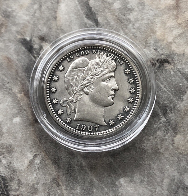 1907 BARBER QUARTER IN STUNNING BU CONDITION.