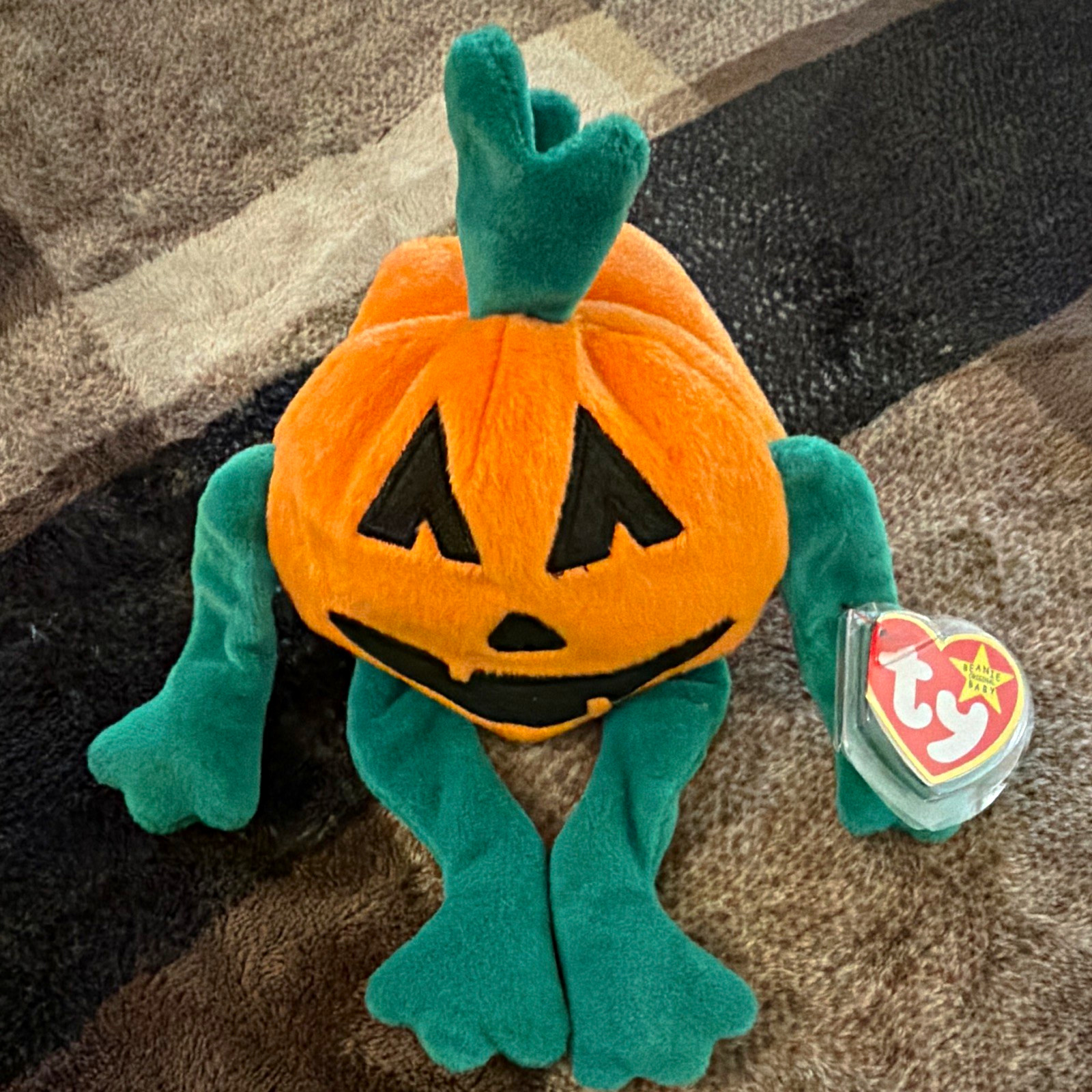 Rare Ty Beanie Babies Halloween Pumpkin Halloween Plush  MWMT 1998 Vintage