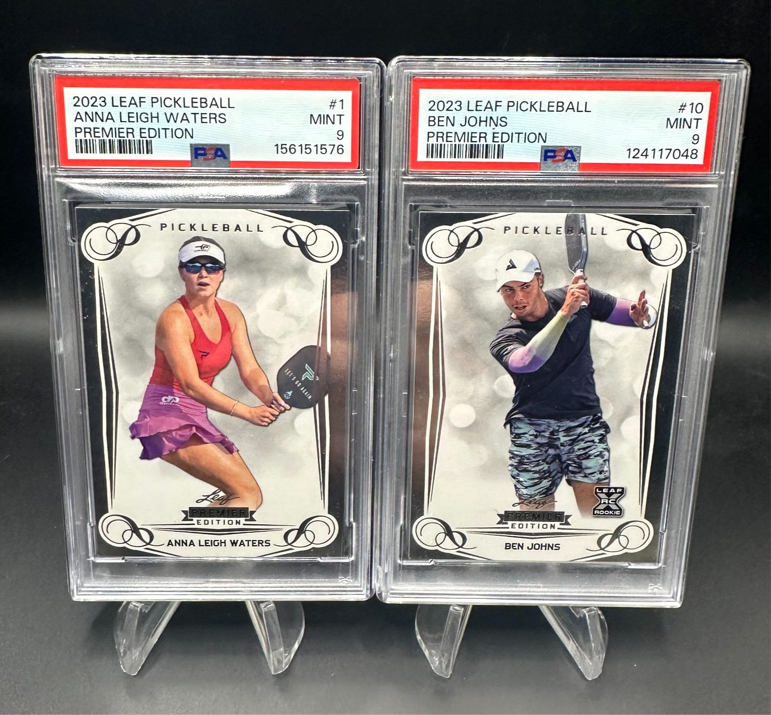 2023...Leaf...Premier Edition...BEN JOHNS / ANNA LEIGH WATERS...Both PSA 9.