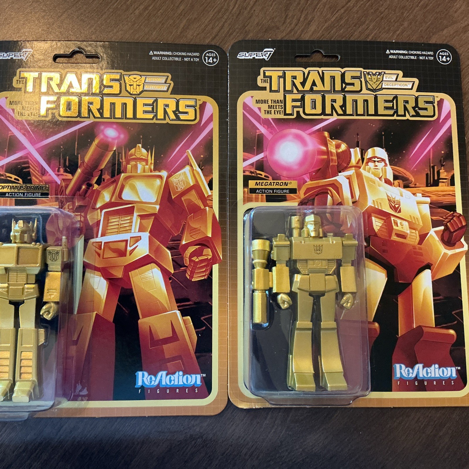 Transformers Super7 ReAction Optimus Prime and Megatron Exclusive Golden Lagoon