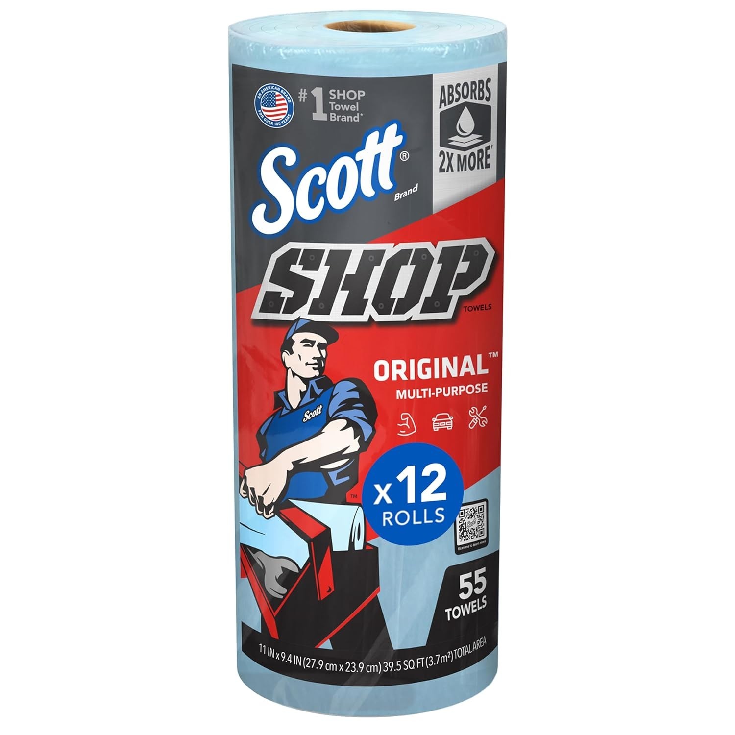 Scott Shop Towels Original Blue Paper Rolls Heavy Duty Workshop 12 Case 75147