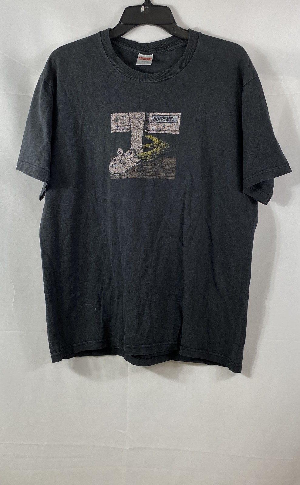 Supreme Daniel Johnston Duck Graphic T-Shirt Faded Black Streetwear Sz M