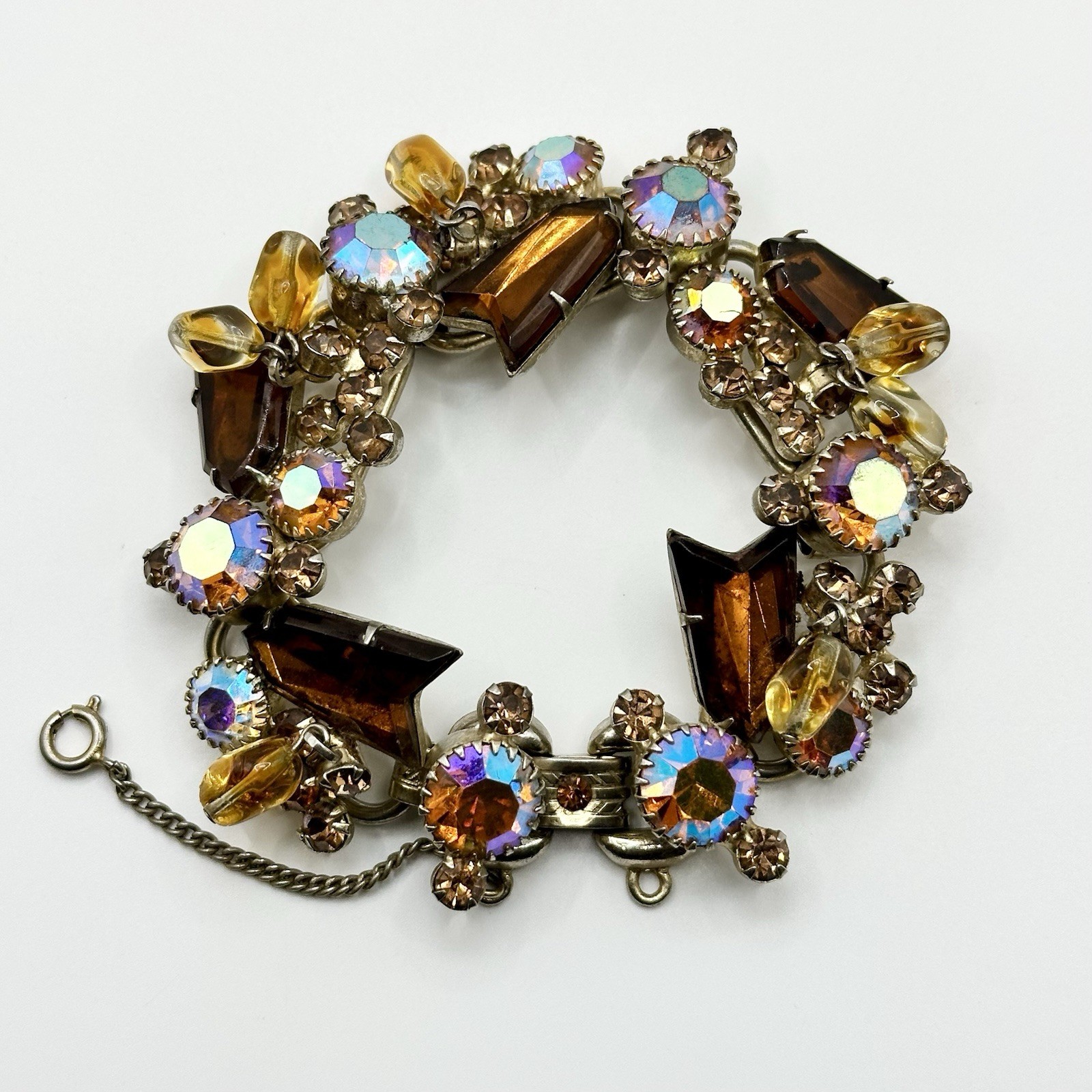 Vintage Juliana D&E Cha Cha Dangle Rhinestone Bracelet Book Piece READ