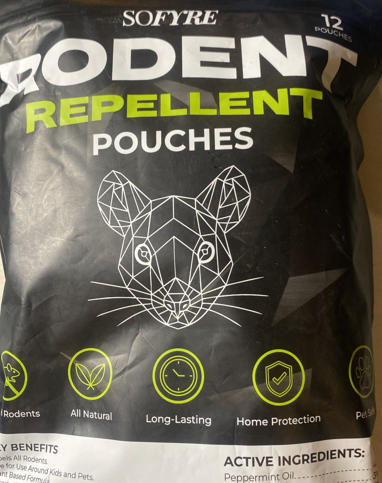 SOFYRE Rodent Repellent Pouches 12 Packs Per Bag Natural Peppermint