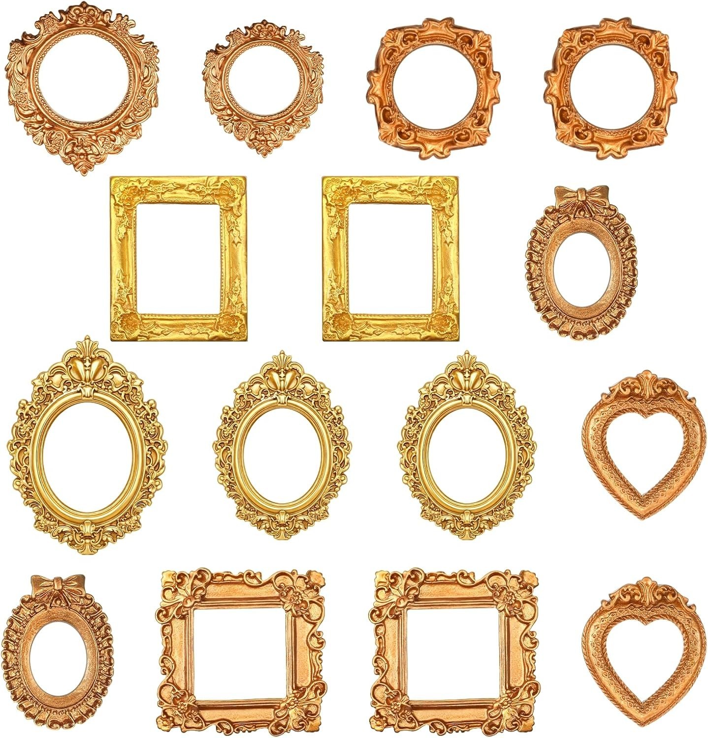15 Pcs Vintage Mini Gold Frames, Baroque Small Picture Frames, Tiny 15 Pcs Vintage Mini Gold Frames, Baroque Small Picture Frames, Tiny