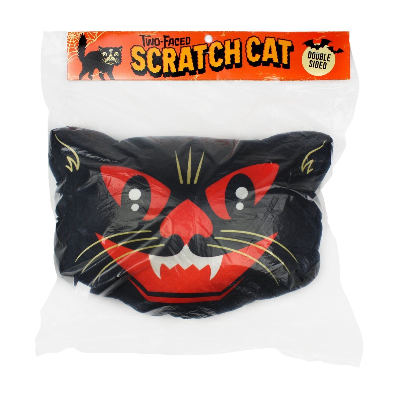 VERY RARE Black Scratch Cat Pillow 2 Sided 2 Faced Beistle Vintage Halloween