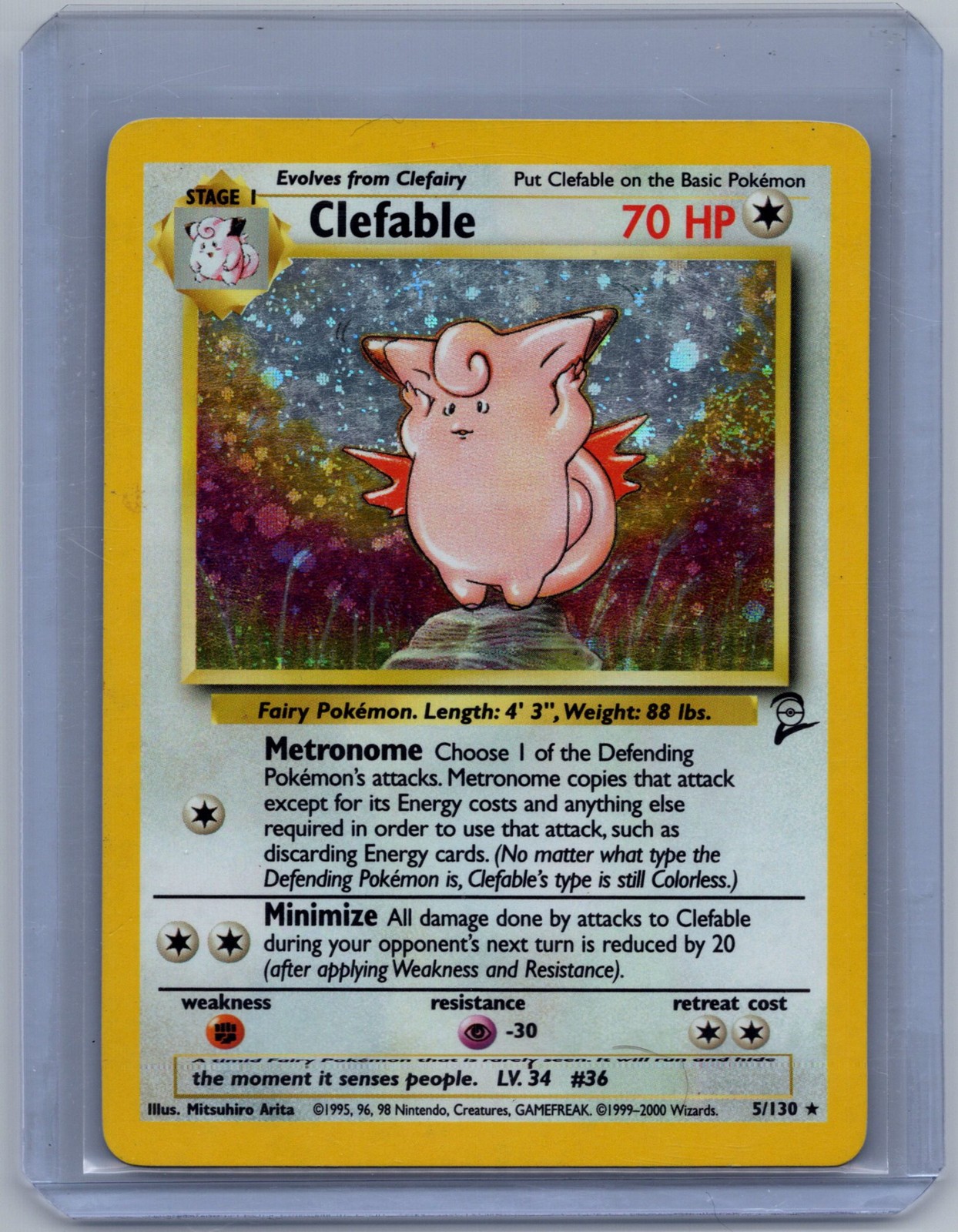 Clefable Base Set 2 5/130 Holo WOTC Vintage Pokémon TCG