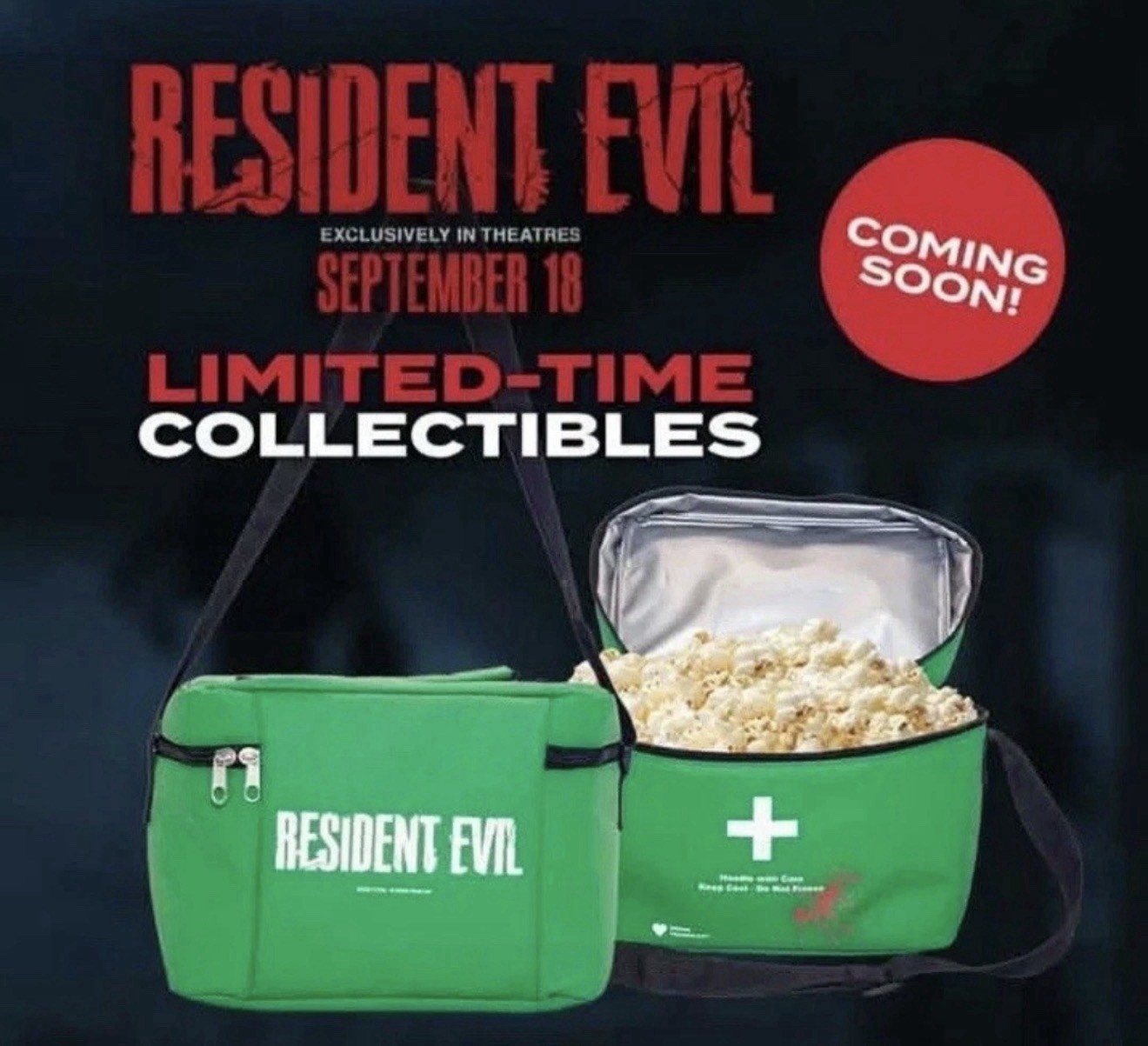 Resident Evil 2026 Popcorn Bucket Insulated Medical Courier Bag In Hand 