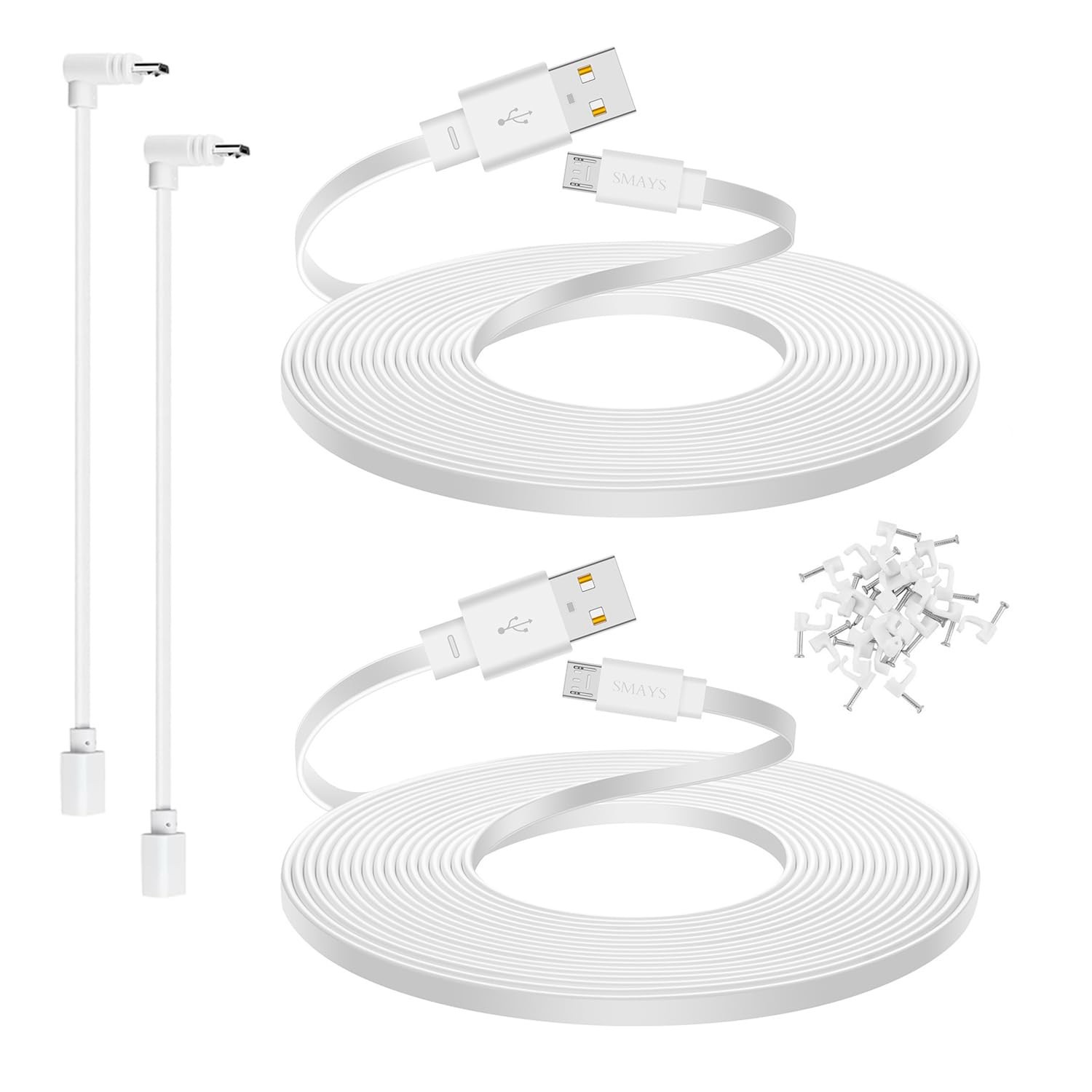 25ft Micro USB Extension Cable 2-Pack for Wyze Cam, Nest, Security Cameras