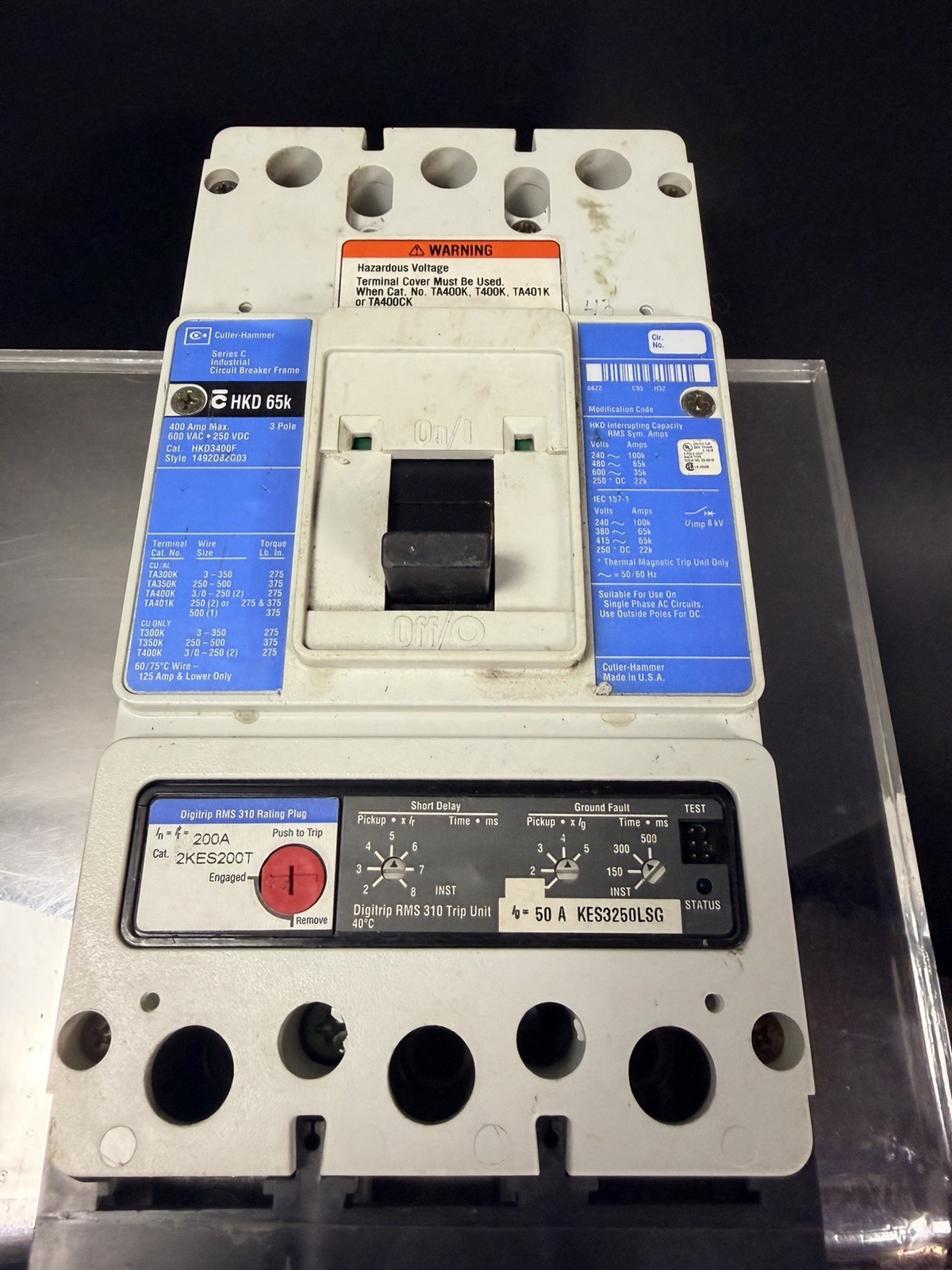 Eaton Cutler-Hammer HKD 65k Frame w/ KES3250LSG Digitrip 310 & 2KES200T 200A  Pl