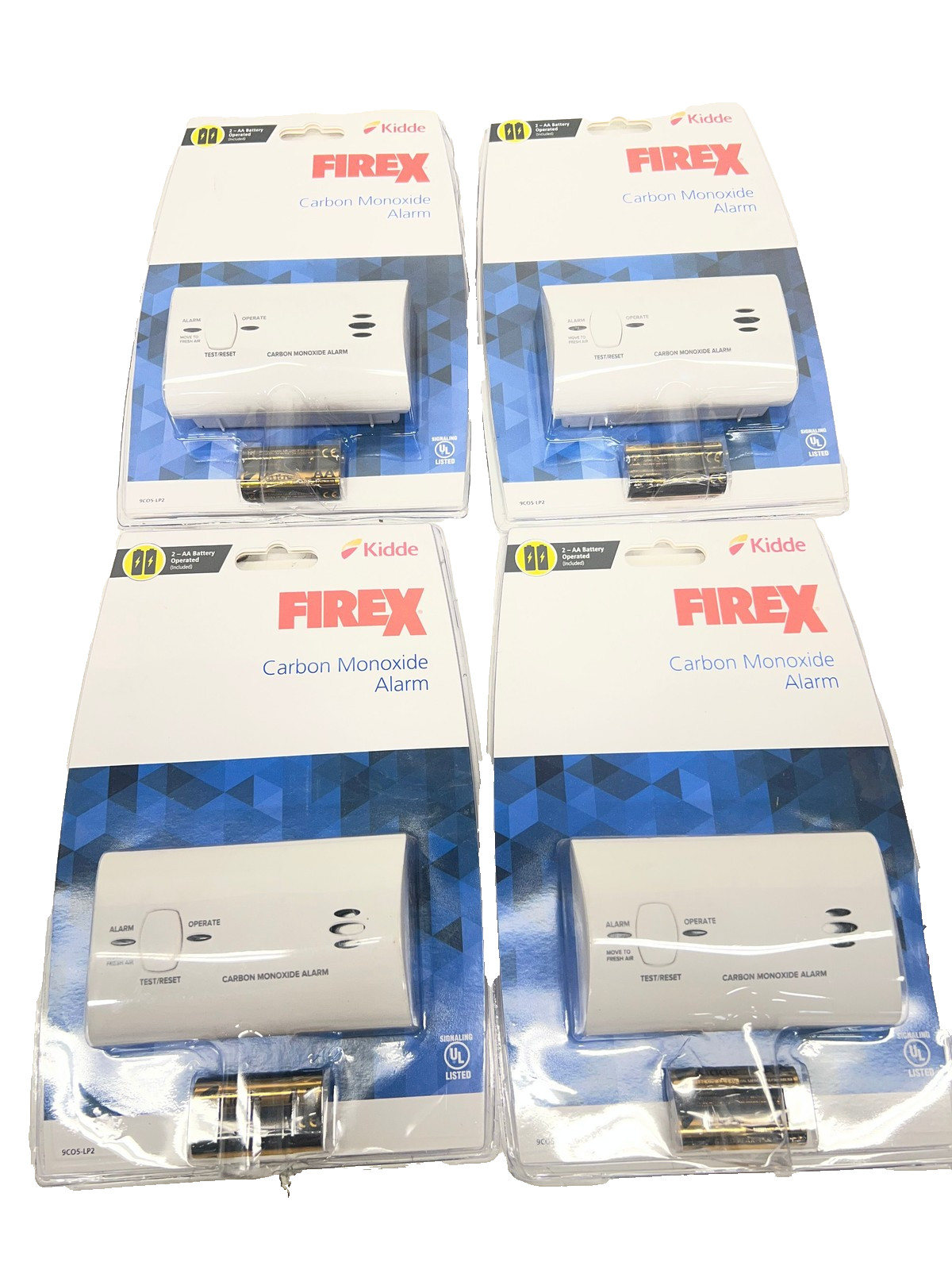 LOT OF 4 Kidde Firex Carbon Monoxide Detector, Battery Operated, CO Detector