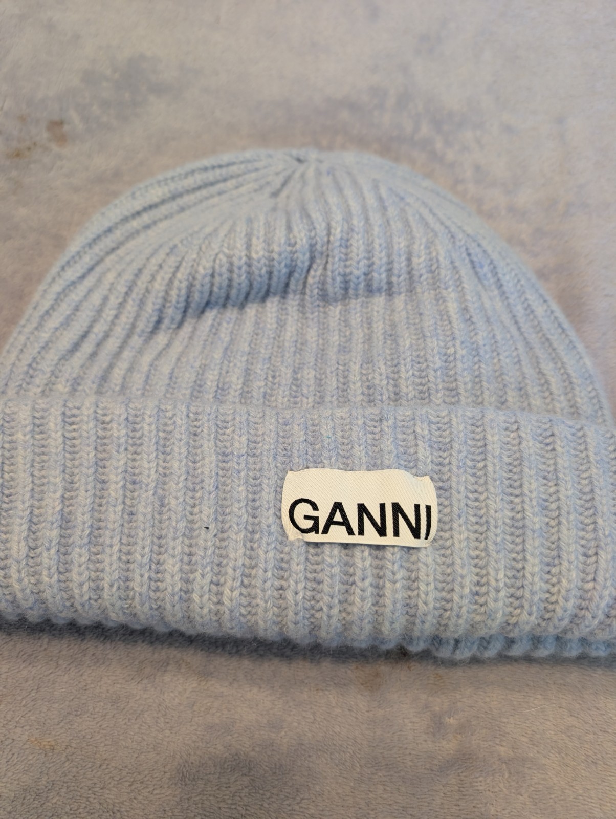 Ganni Beanie Women One Size Wool Blend Blue Knit T42 Ganni Beanie Women One Size Wool Blend Blue Knit T42