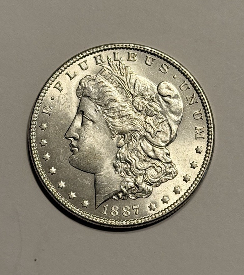 1887-P Morgan Silver Dollar Frosty Satin White Near Flawless looking KM#110