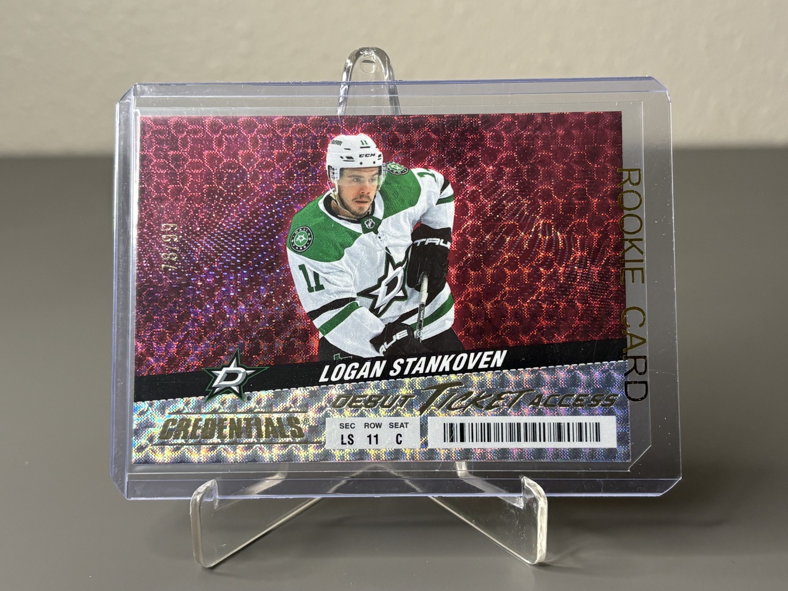 2024-25 UD Credentials Logan Stankoven Horizontal Red Debut Ticket Access /99