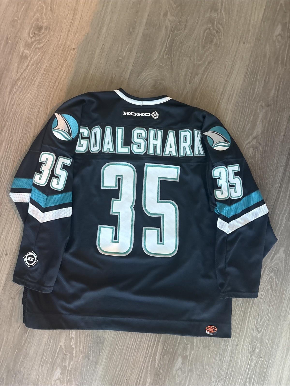 Vintage NHL San Jose Sharks KOHO #35 “Goal Shark” Hockey Jersey Adult XXL