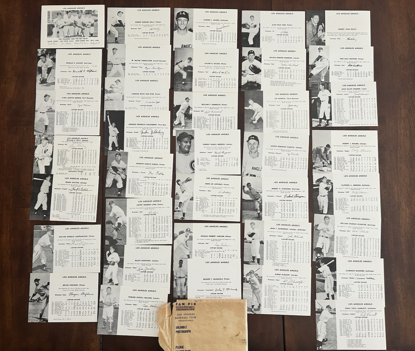 1949 Los Angeles Angels FAN PIX Complete 36-Card Photo Set w/Orig Envelope PCL