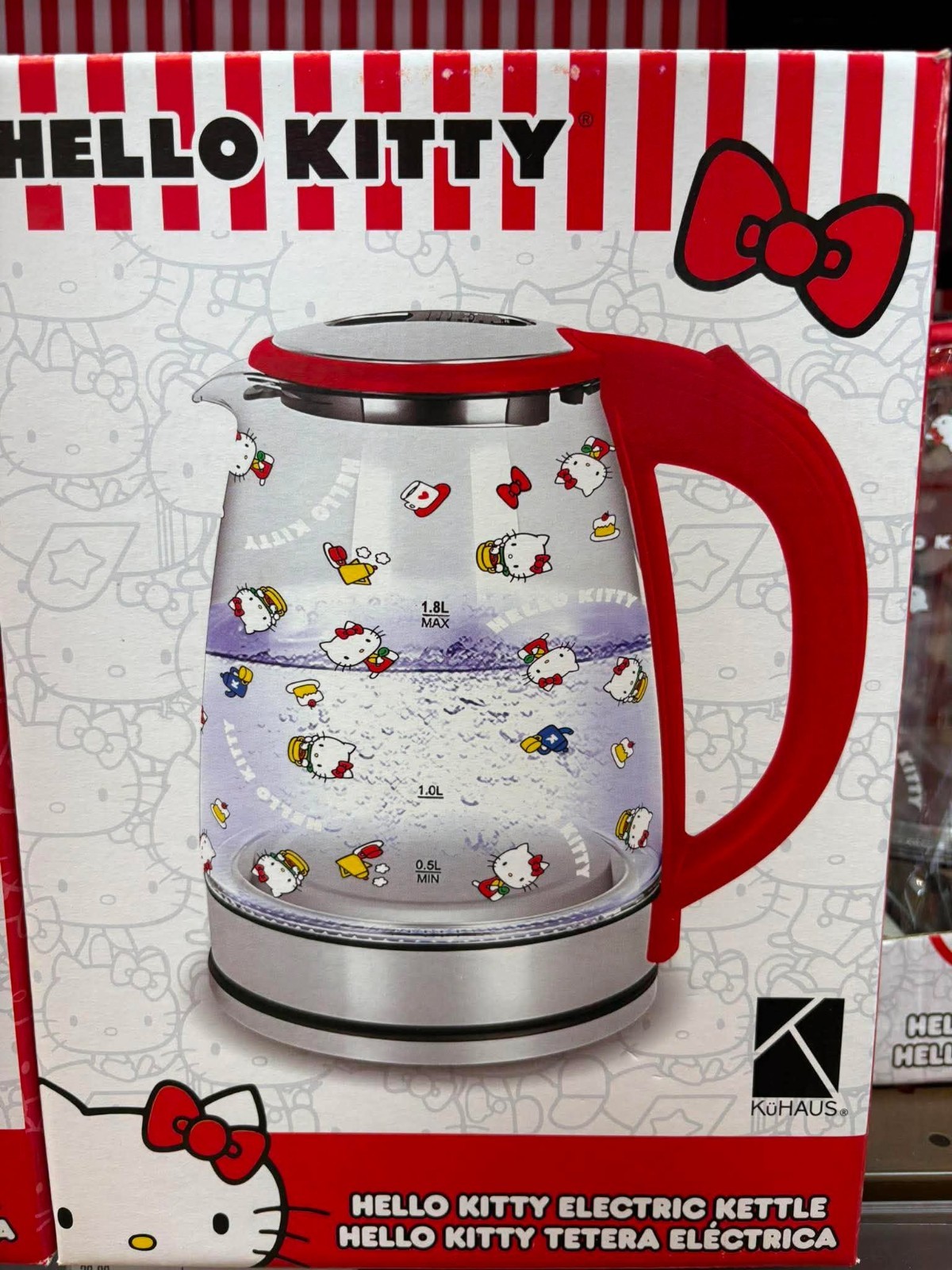 Sanrio Hello Kitty Electric Kettle 1.8L Glass AC110V 1100W Fast Boiling Water