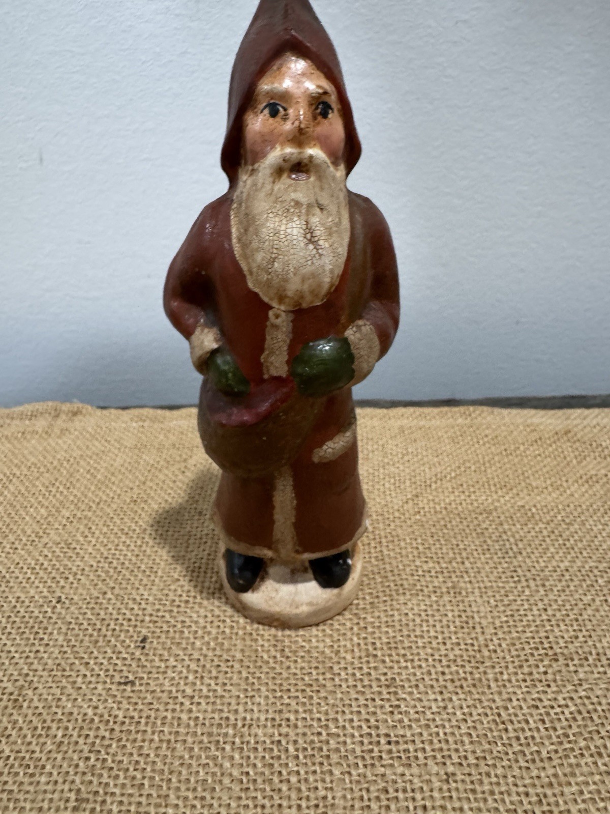 Vintage Villiancourt Belsnickel Figurine with stamp Pete Noel c 1920 Vintage Villiancourt Belsnickel Figurine with stamp Pete Noel c 1920