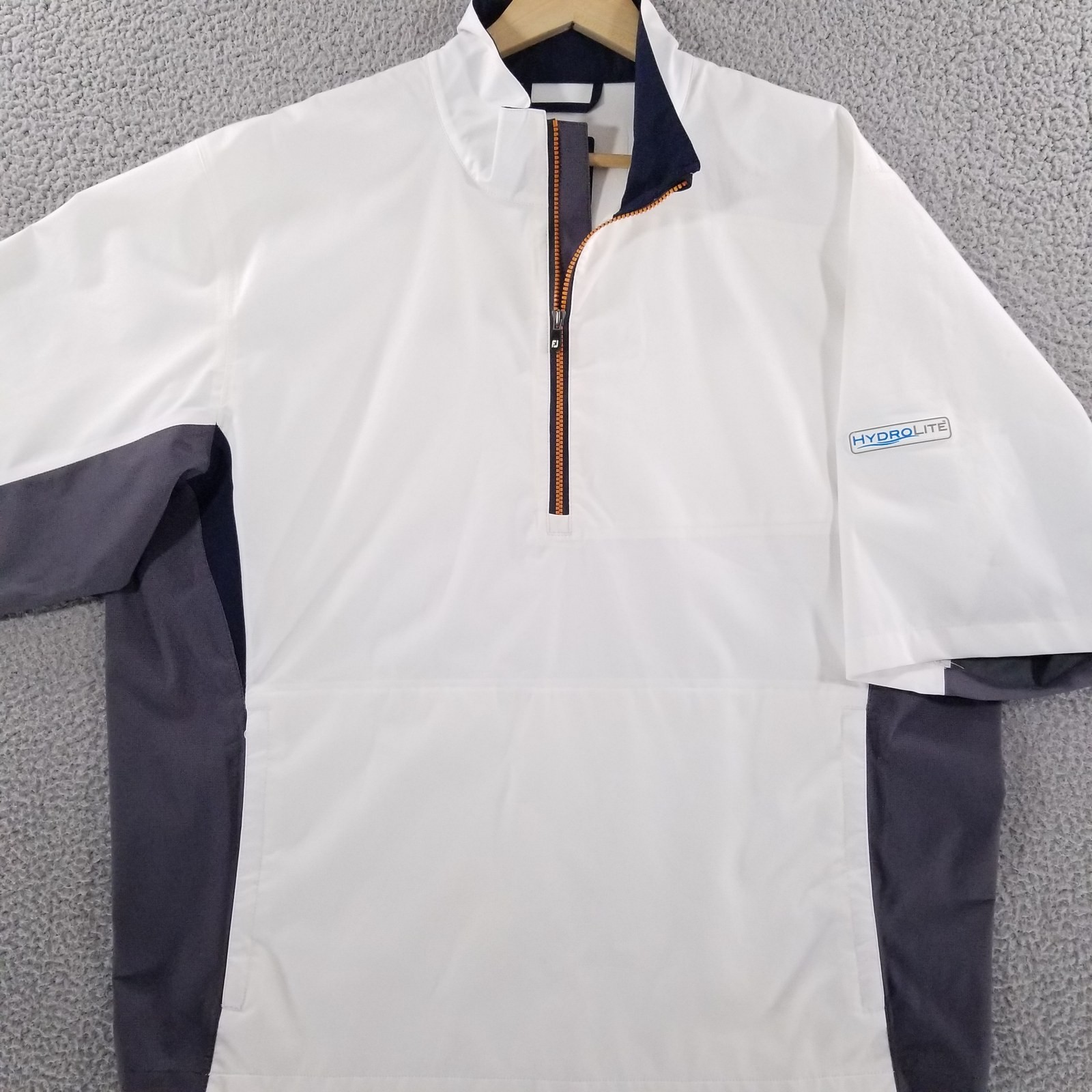 FootJoy Windshirt Mens Large White Gray Dryjoys Hydrolite Golf 1/4 Zip Ripstop FootJoy Windshirt Mens Large White Gray Dryjoys Hydrolite Golf 1/4 Zip Ripstop