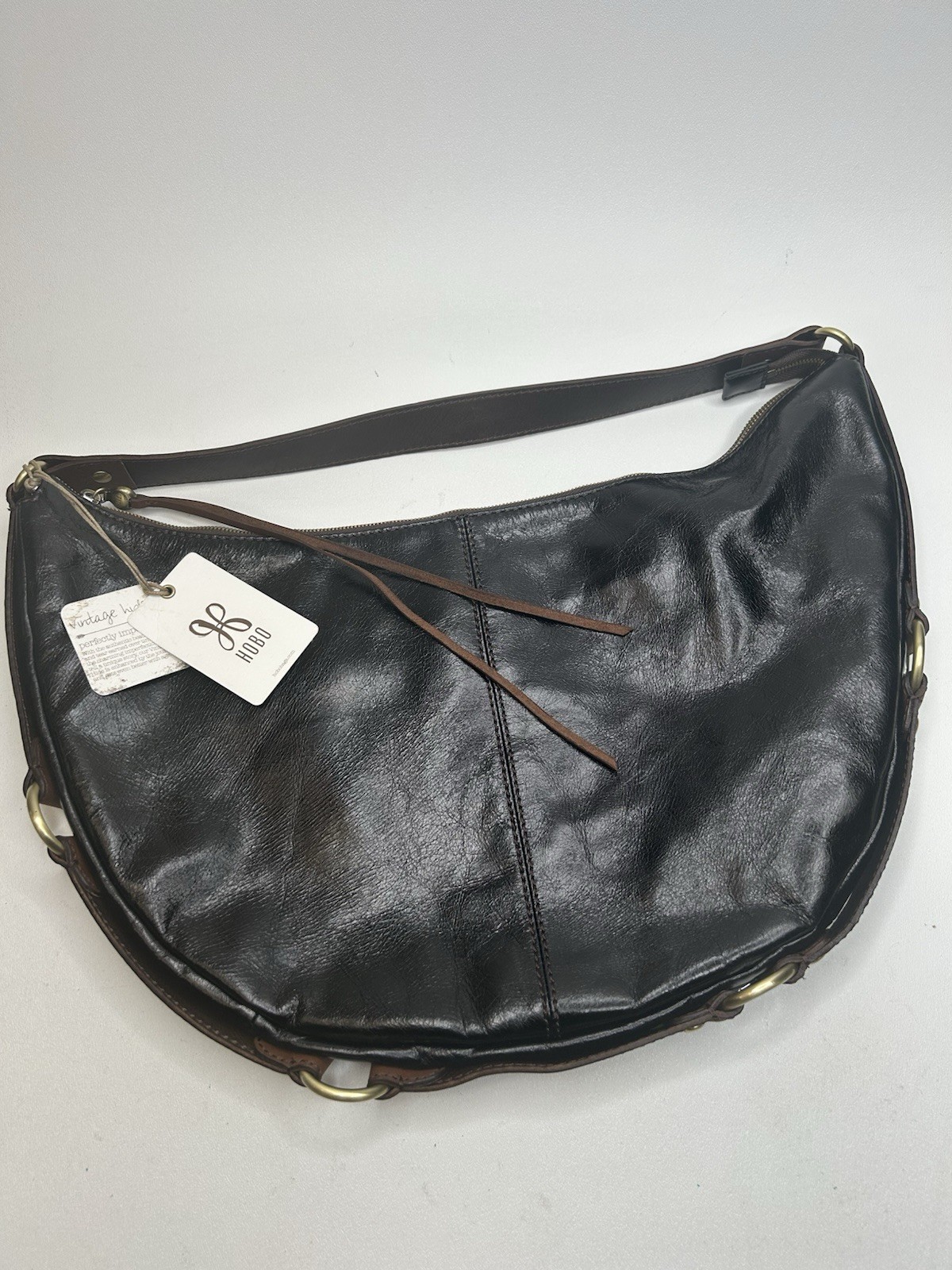 Xlg Boho HOBO INTERNATIONAL Glazed Leather Black ROGUE $288 Wanderlust NWT Xlg Boho HOBO INTERNATIONAL Glazed Leather Black ROGUE $288 Wanderlust NWT