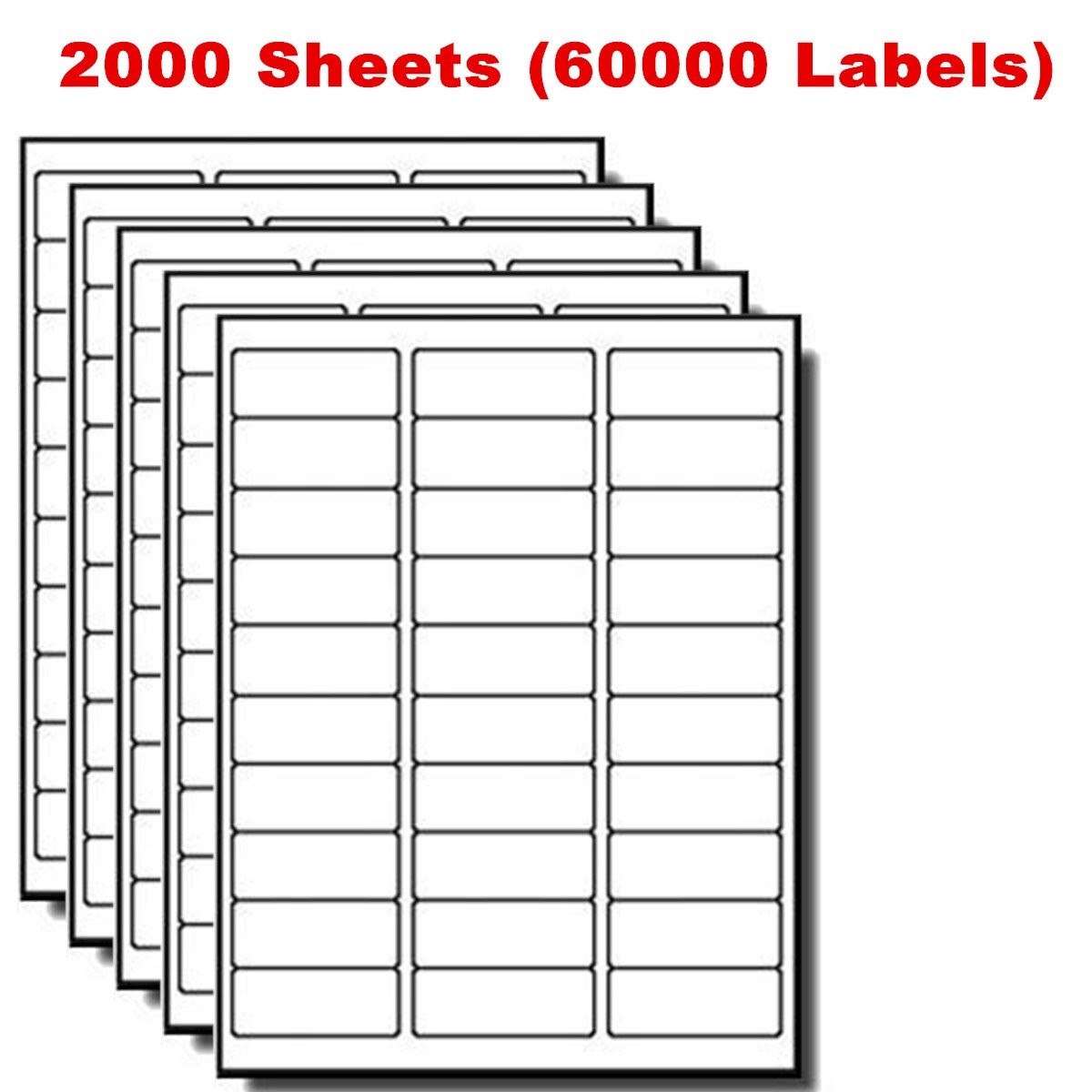 1 x 2 5/8 60000 Labels Address Blank Laser Ink Jet Mailing Adhesive 2.625