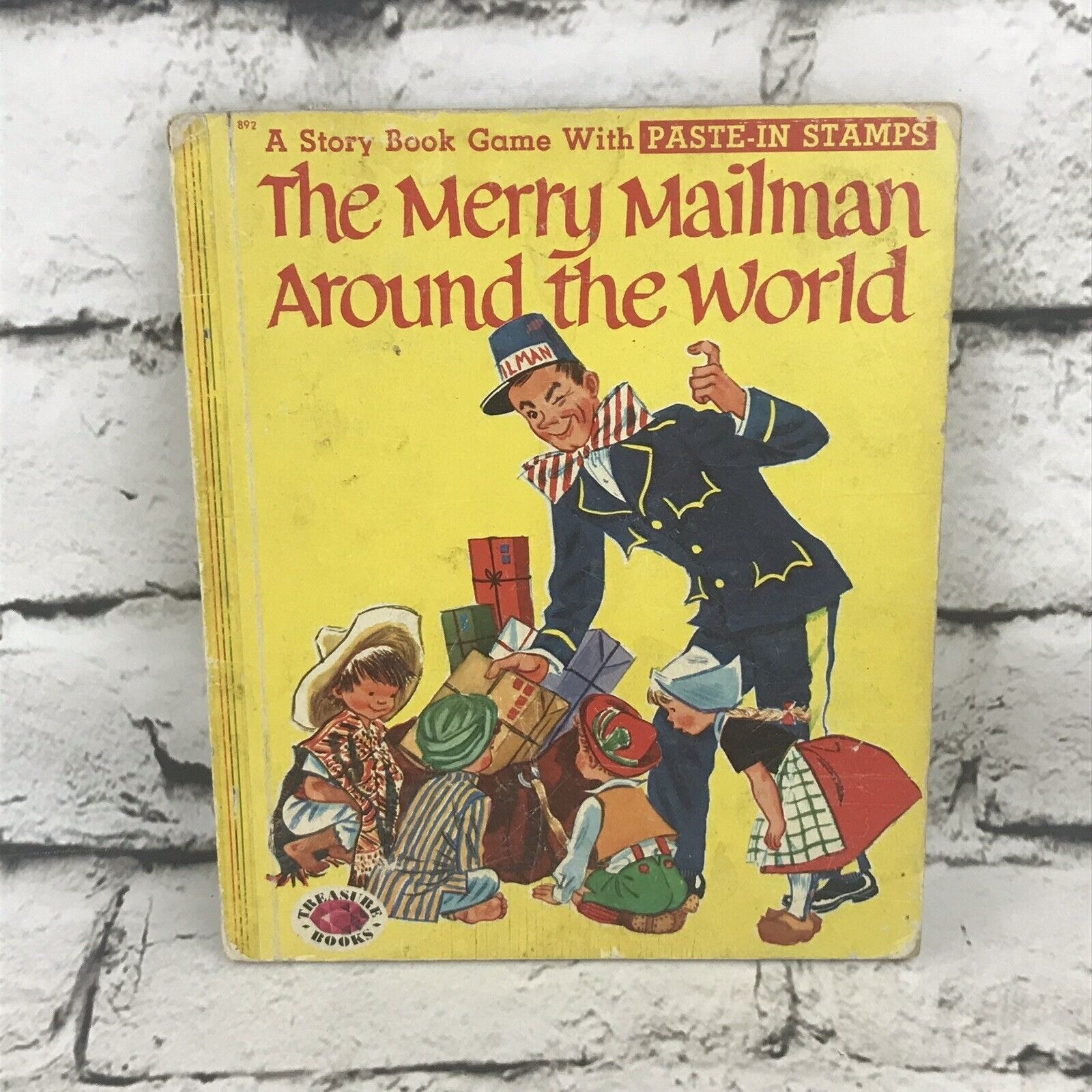 Vtg 1955 The Merry Mailman Treasure Book Child’s Illustrated Reading Colorful