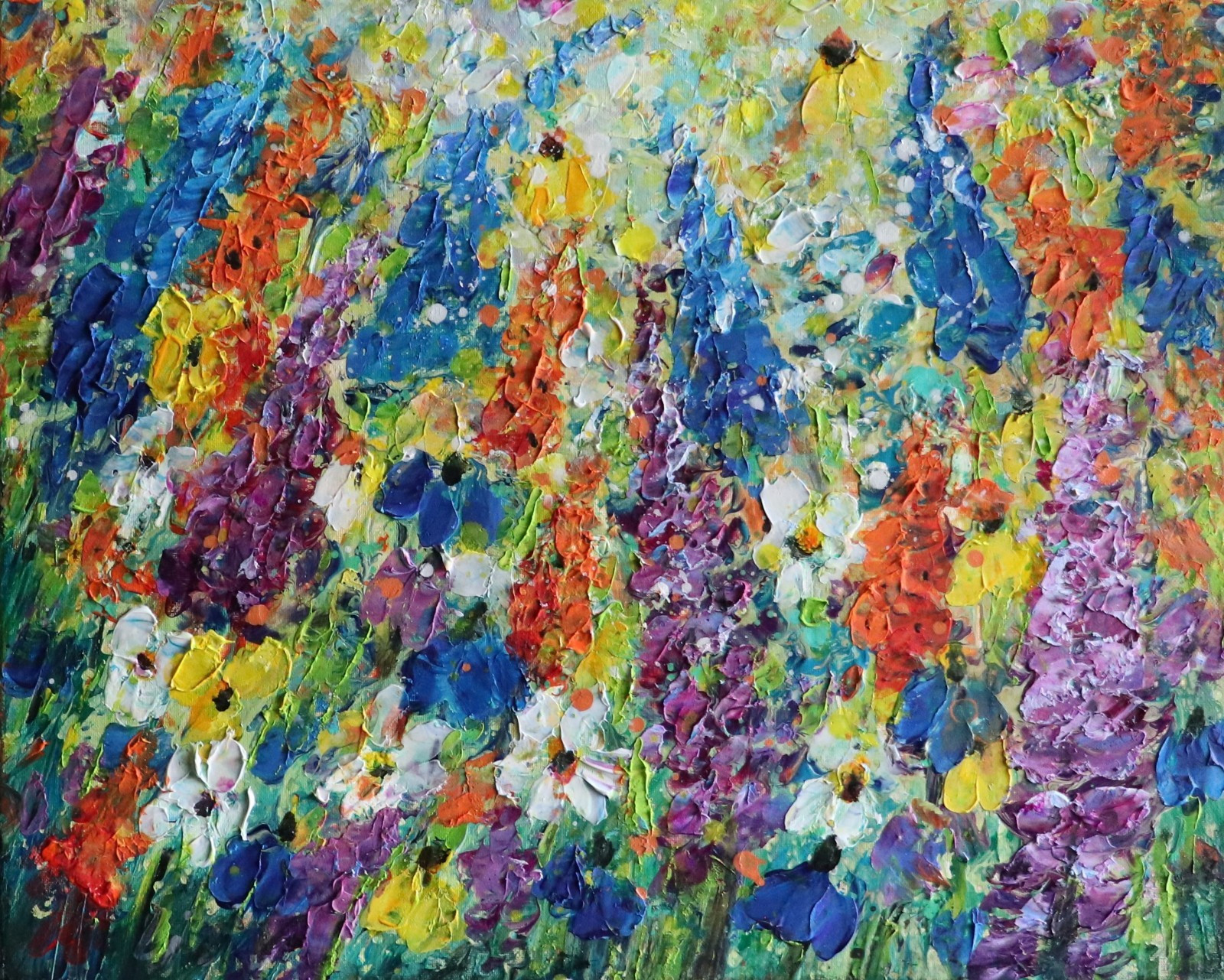 Original Wildflower Painting 20x16 Colorful Textured Floral Oil Canvas Art