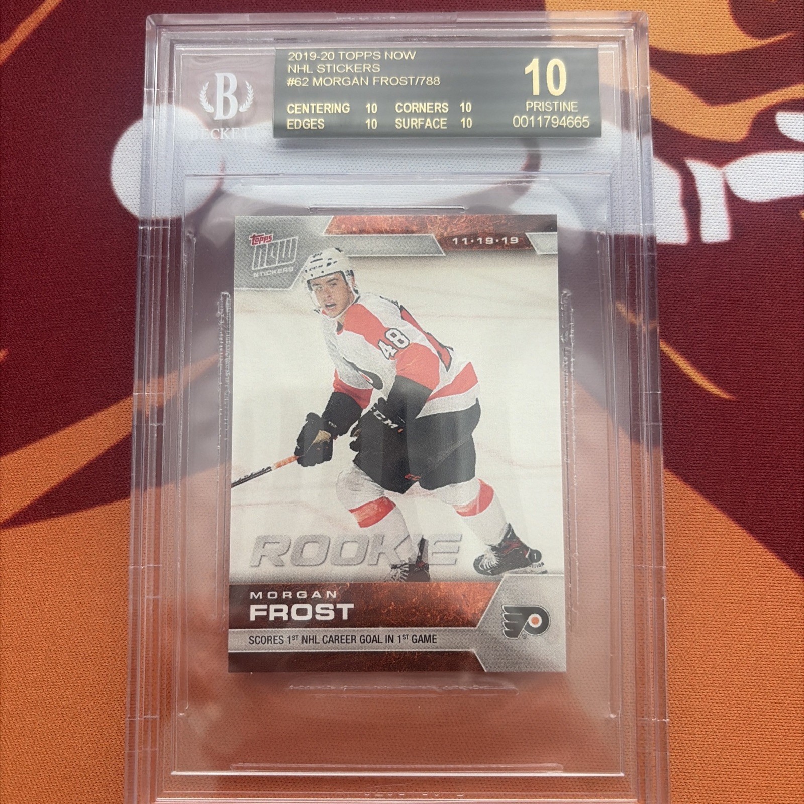 2019-20 TOPPS NOW NHL STICKER ROOKIE Black Label BGS 10 FLYERS MORGAN FROST #62 