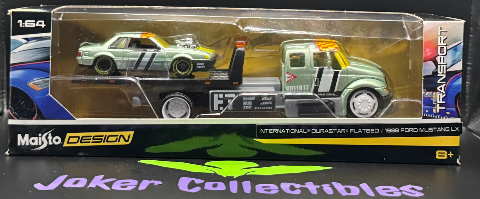 Maisto Design Elite Transport International Durastar Flatbed & 1988 Ford Mustang